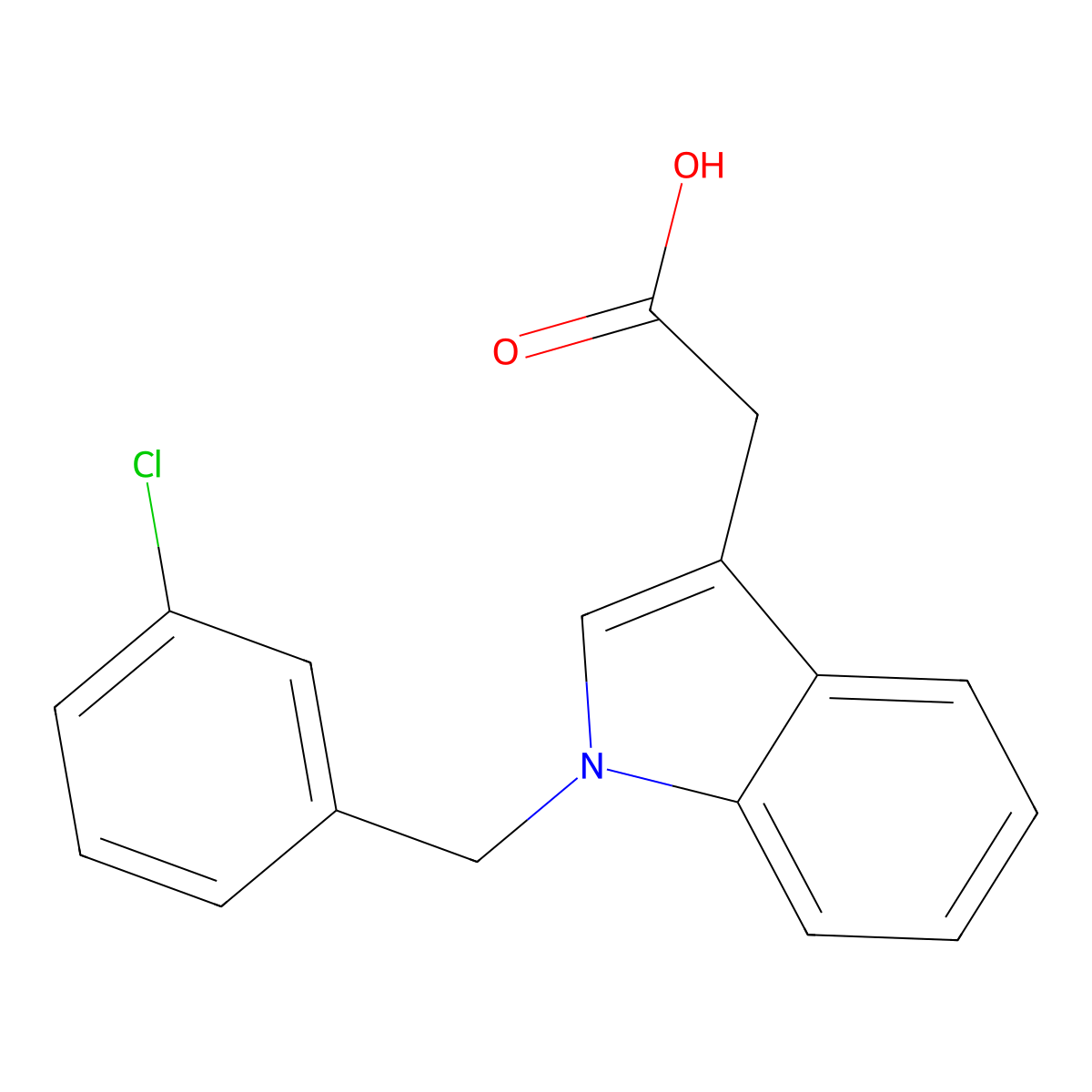 1-((3-Chlorophenyl)methyl)-1H-indole-3-acetic acid molecular structure, CAS 339016-33-0