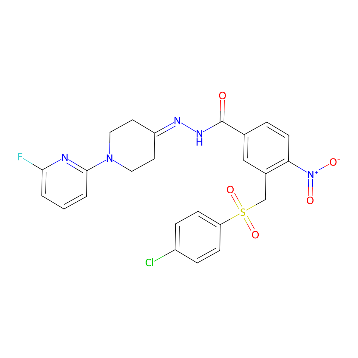 3-(((4-Chlorophenyl)sulfonyl)methyl)-N'-(1-(6-fluoro-2-pyridinyl)-4-piperidinylidene)-4-nitrobenzenecarbohydrazide molecular structure, CAS 339016-42-1