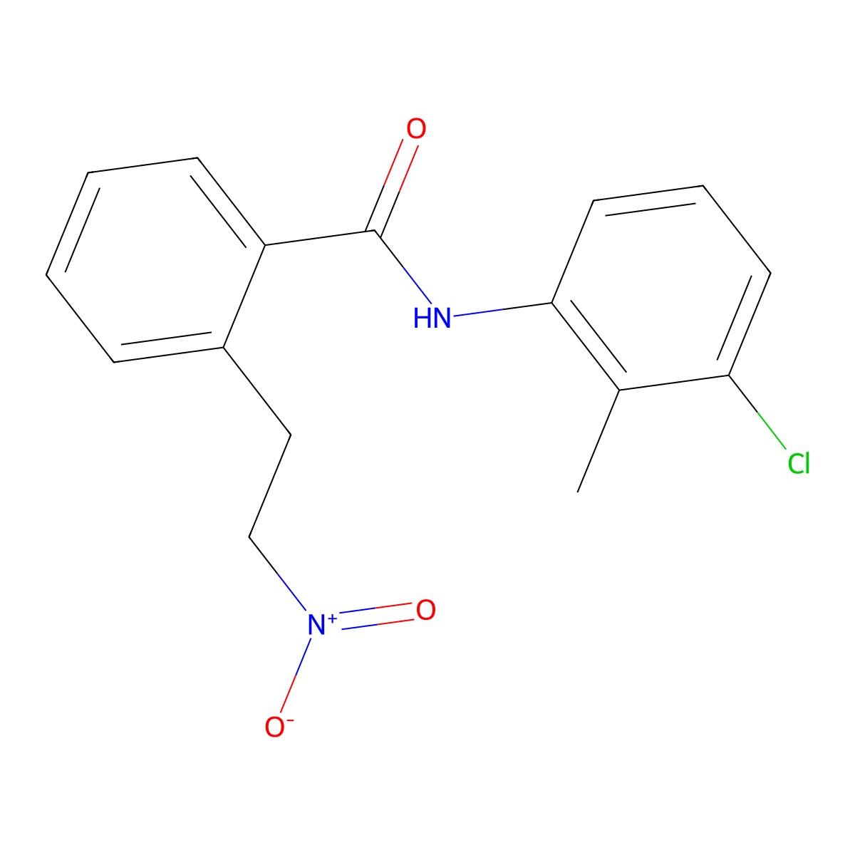 N-(3-chloro-2-methylphenyl)-2-(2-nitroethyl)benzenecarboxamide molecular structure, CAS 339016-59-0
