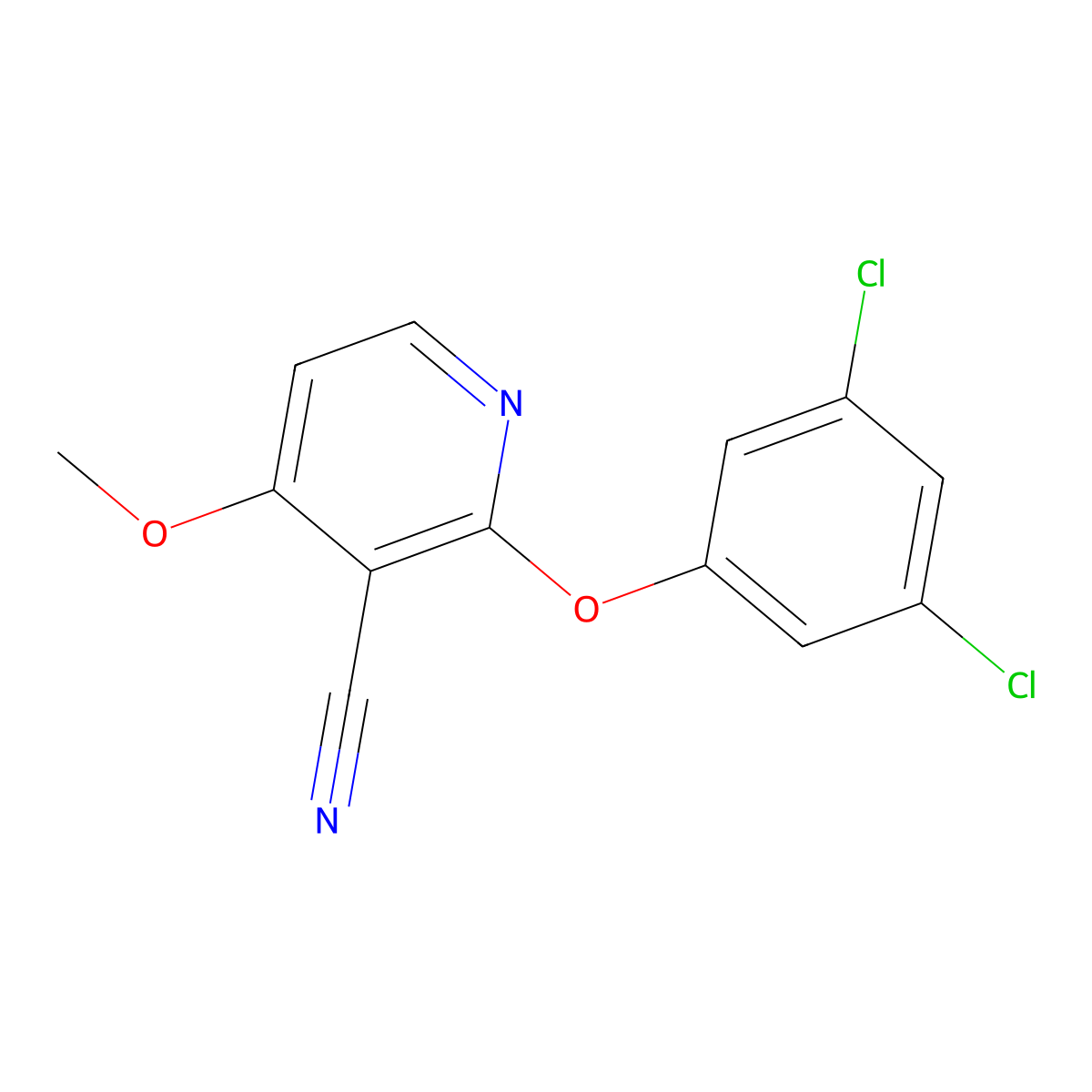 2-(3,5-Dichlorophenoxy)-4-methoxypyridine-3-carbonitrile molecular structure, CAS 339016-78-3