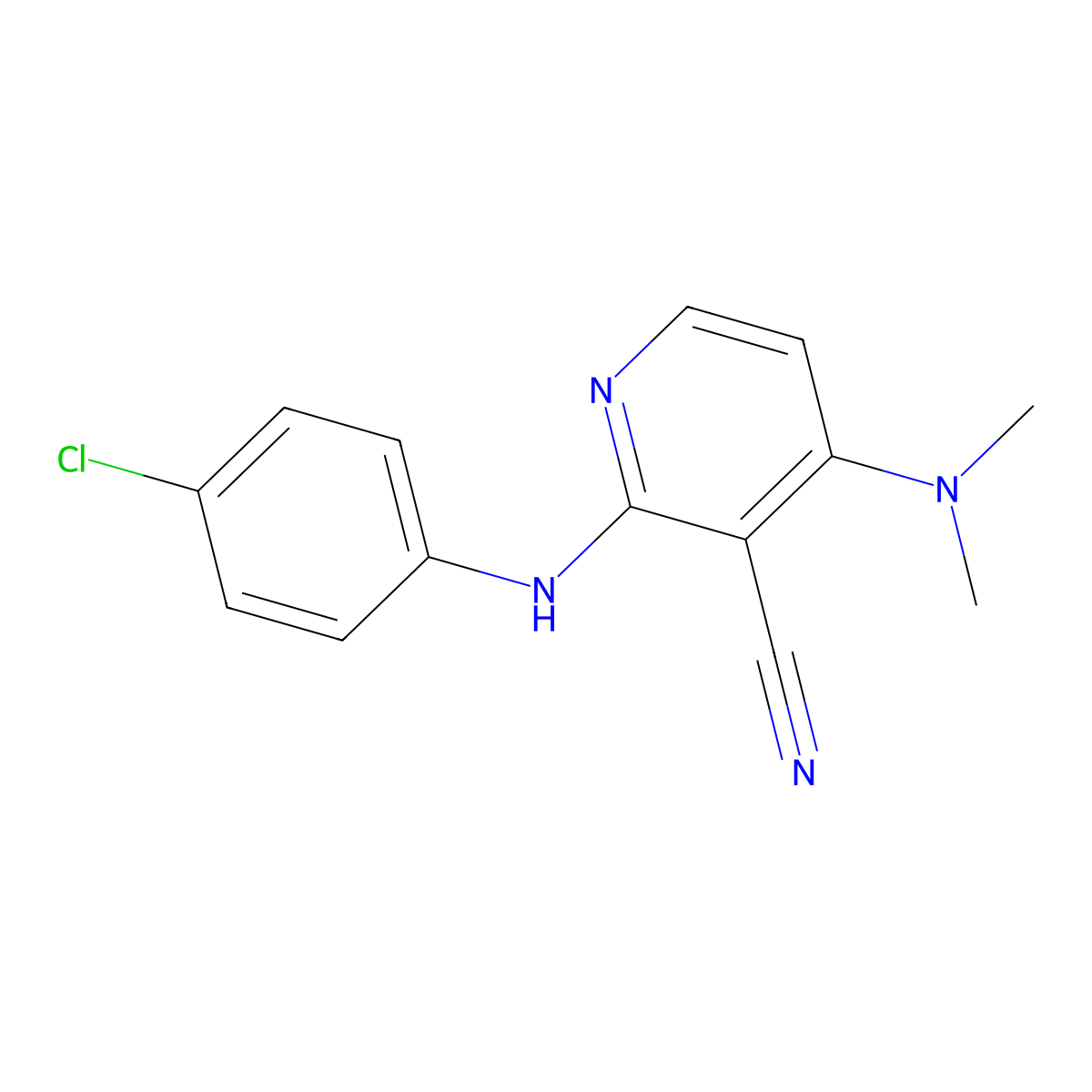 2-(4-Chloroanilino)-4-(dimethylamino)nicotinonitrile molecular structure, CAS 339016-81-8