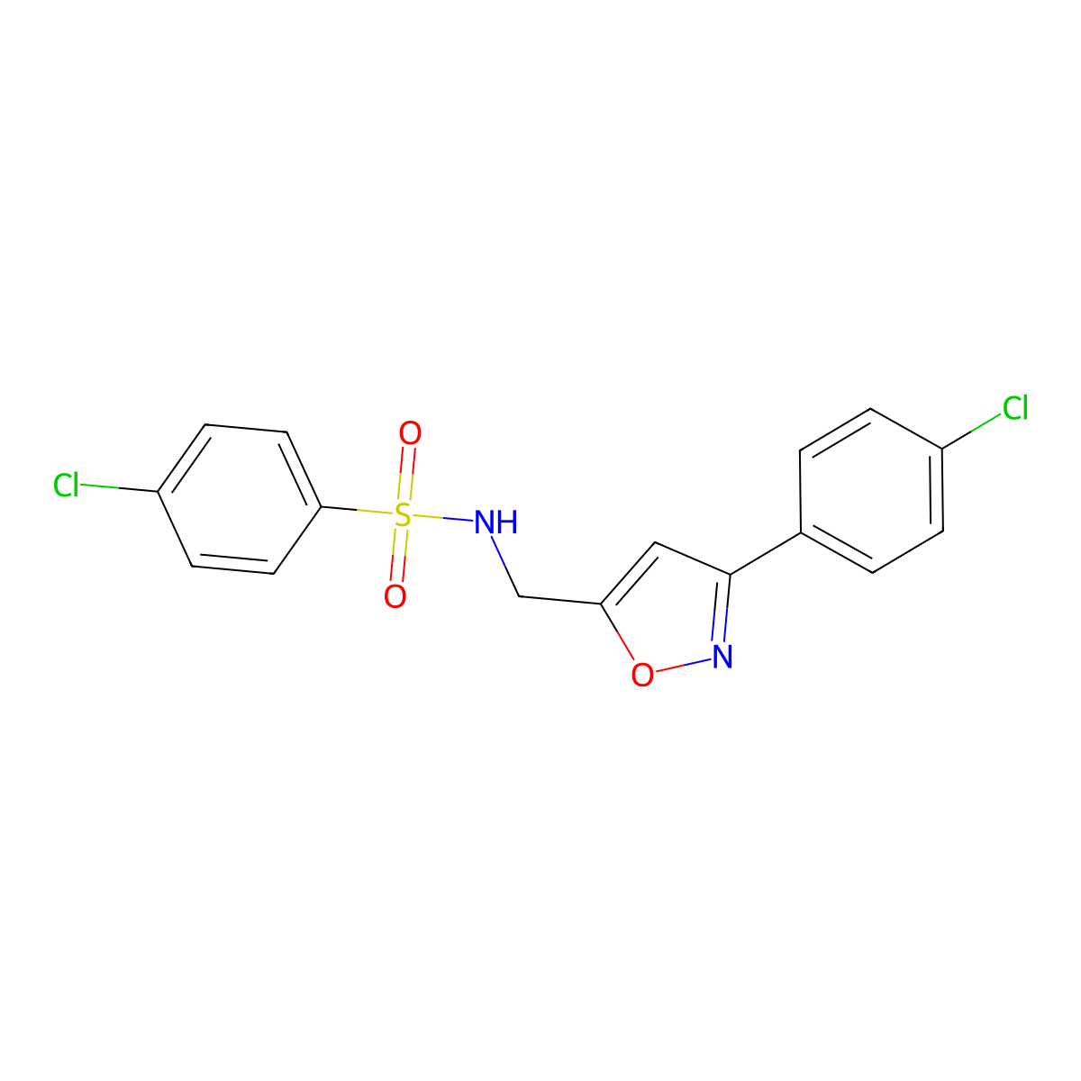 4-chloro-N-{[3-(4-chlorophenyl)-5-isoxazolyl]methyl}benzenesulfonamide molecular structure, CAS 339016-82-9