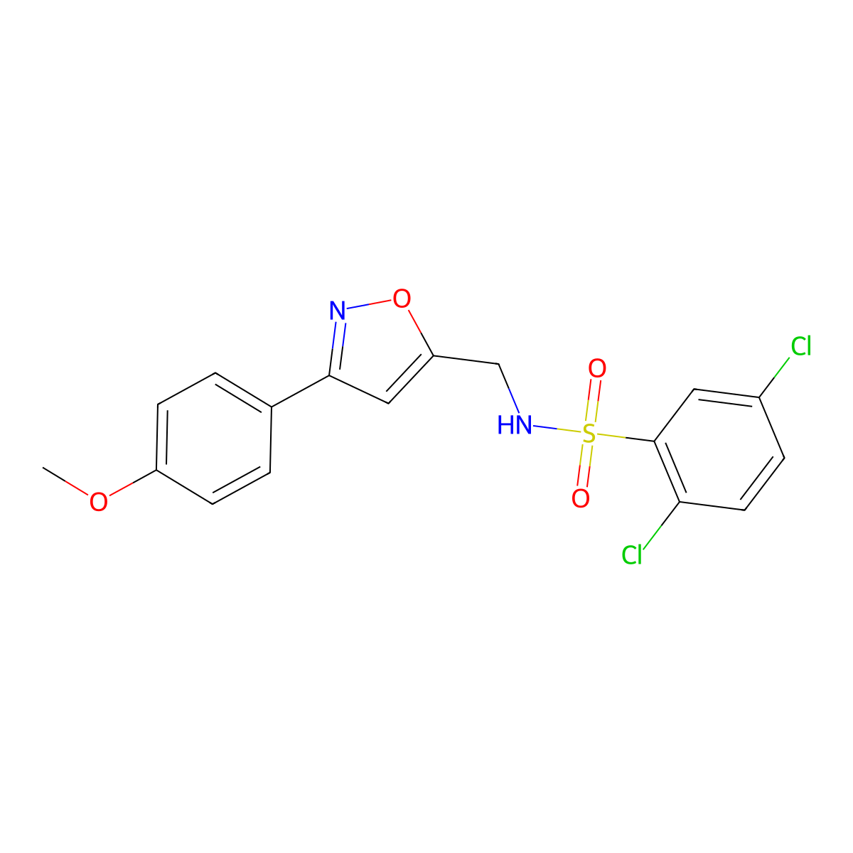 2,5-dichloro-N-{[3-(4-methoxyphenyl)-5-isoxazolyl]methyl}benzenesulfonamide molecular structure, CAS 339016-83-0