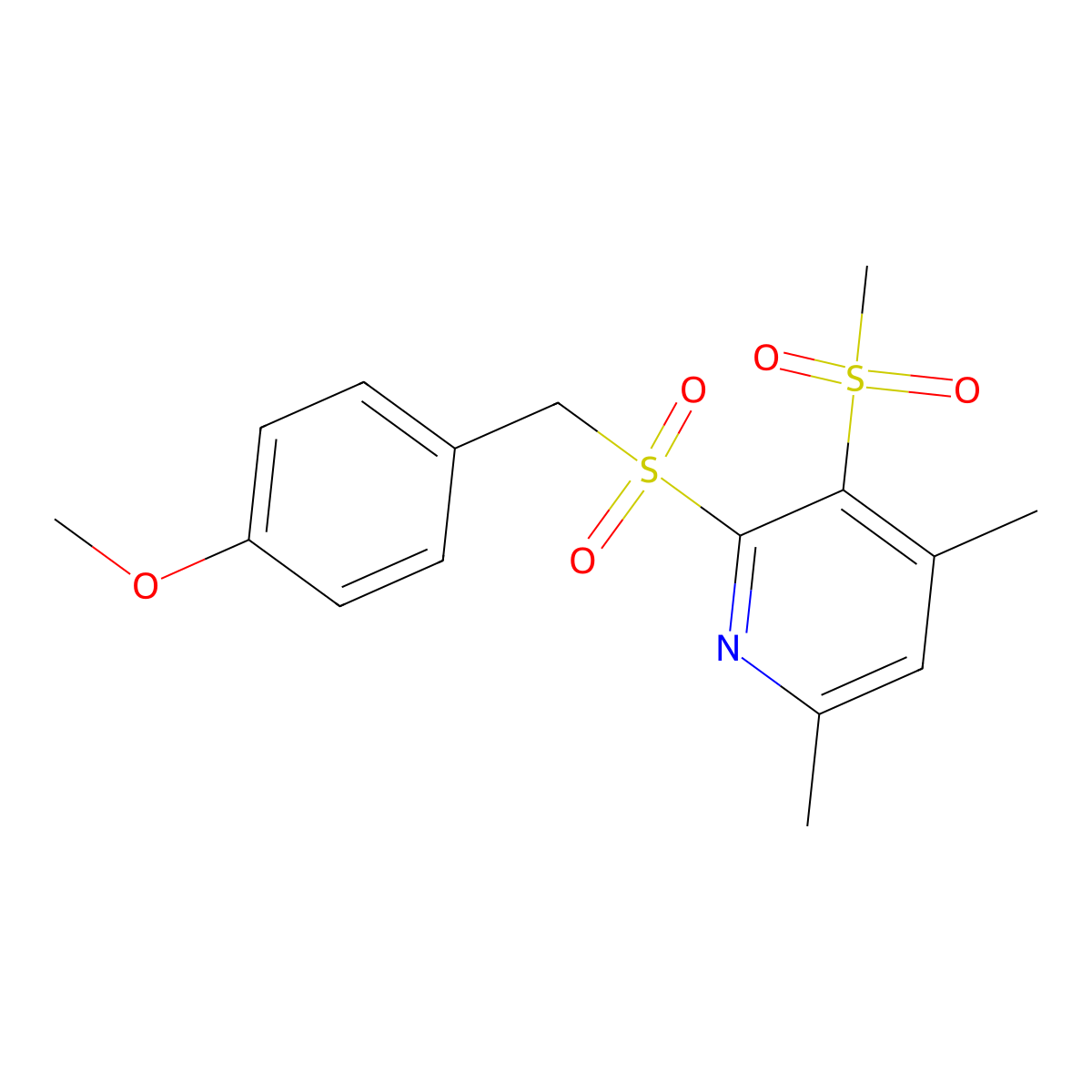 4,6-Dimethyl-3-(methylsulfonyl)-2-pyridinyl 4-methoxybenzyl sulfone molecular structure, CAS 339016-86-3