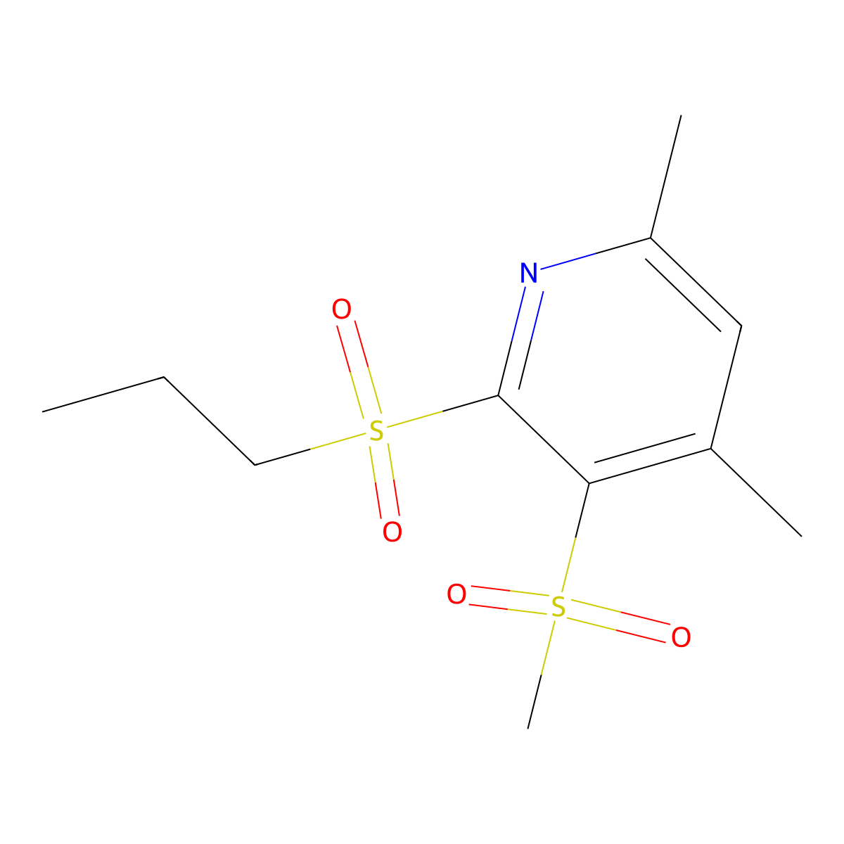 4,6-Dimethyl-3-(methylsulfonyl)-2-(propylsulfonyl)pyridine molecular structure, CAS 339016-90-9