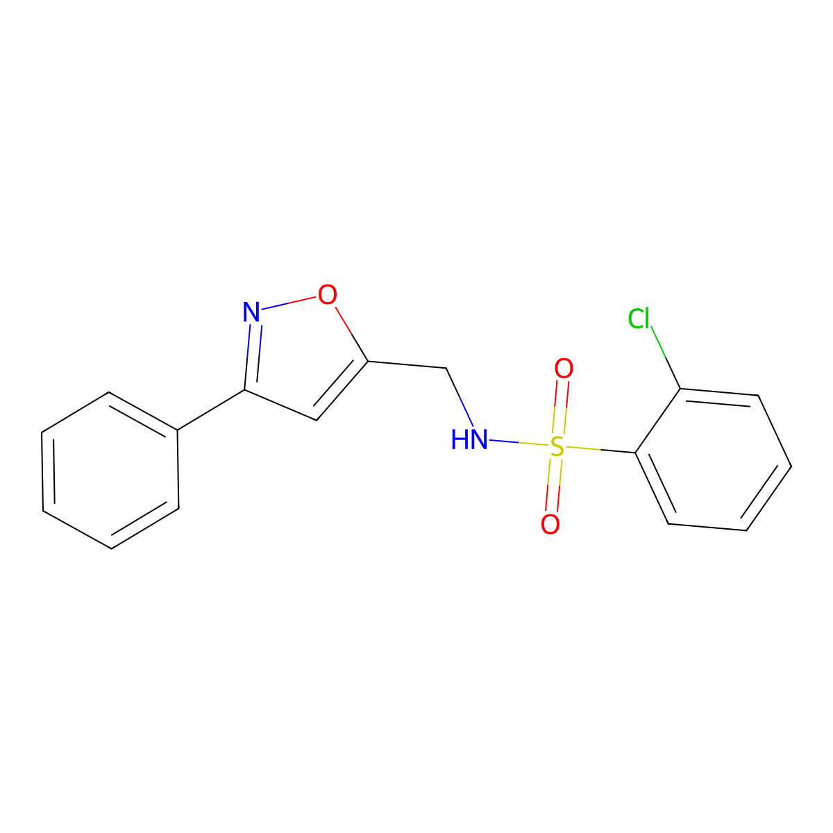 2-chloro-N-[(3-phenyl-5-isoxazolyl)methyl]benzenesulfonamide molecular structure, CAS 339016-91-0