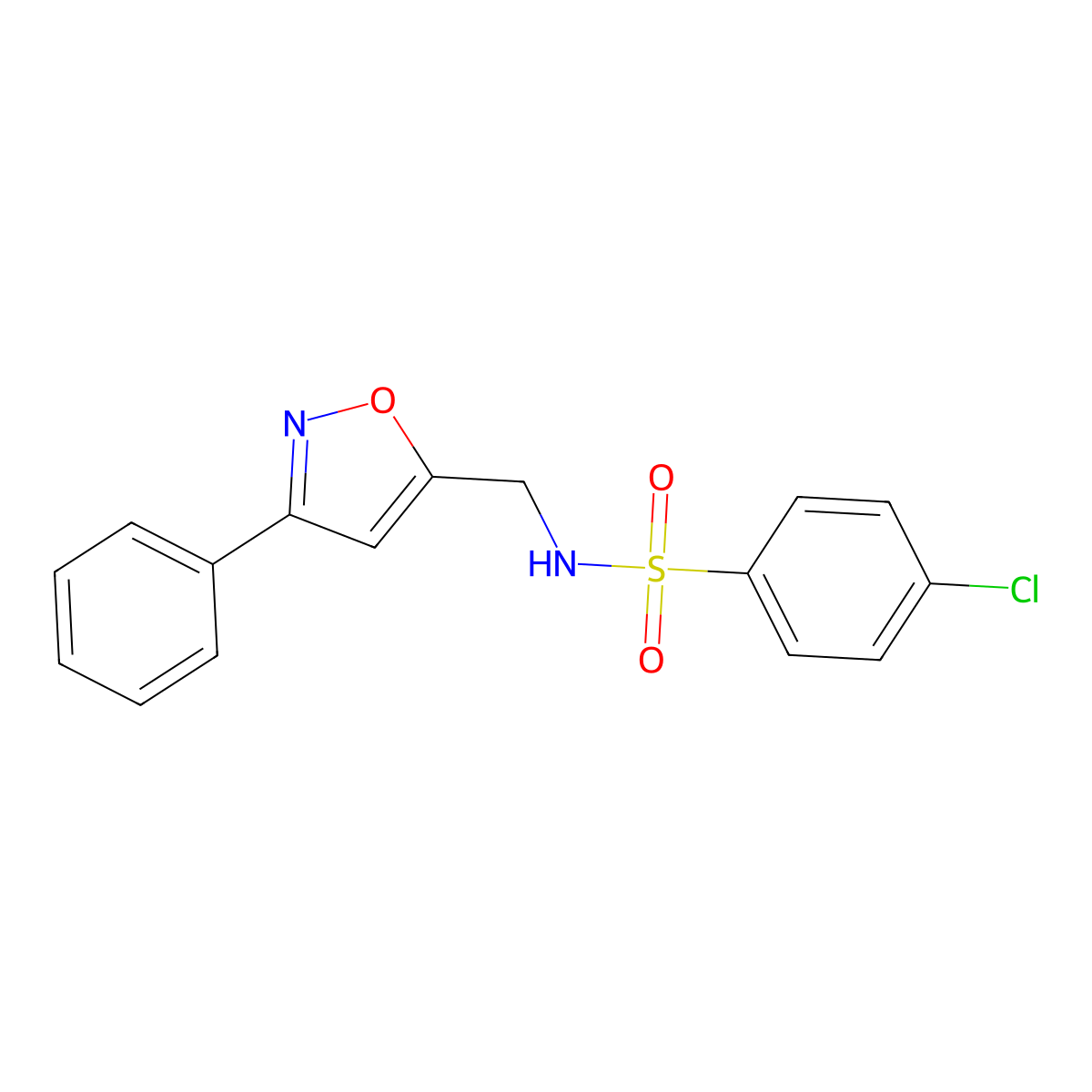 4-chloro-N-[(3-phenyl-5-isoxazolyl)methyl]benzenesulfonamide molecular structure, CAS 339016-92-1