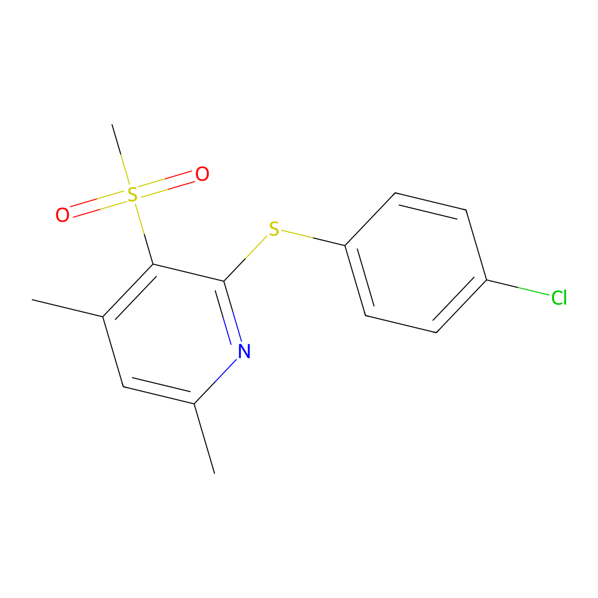 2-[(4-Chlorophenyl)sulfanyl]-4,6-dimethyl-3-pyridinyl methyl sulfone molecular structure, CAS 339016-93-2