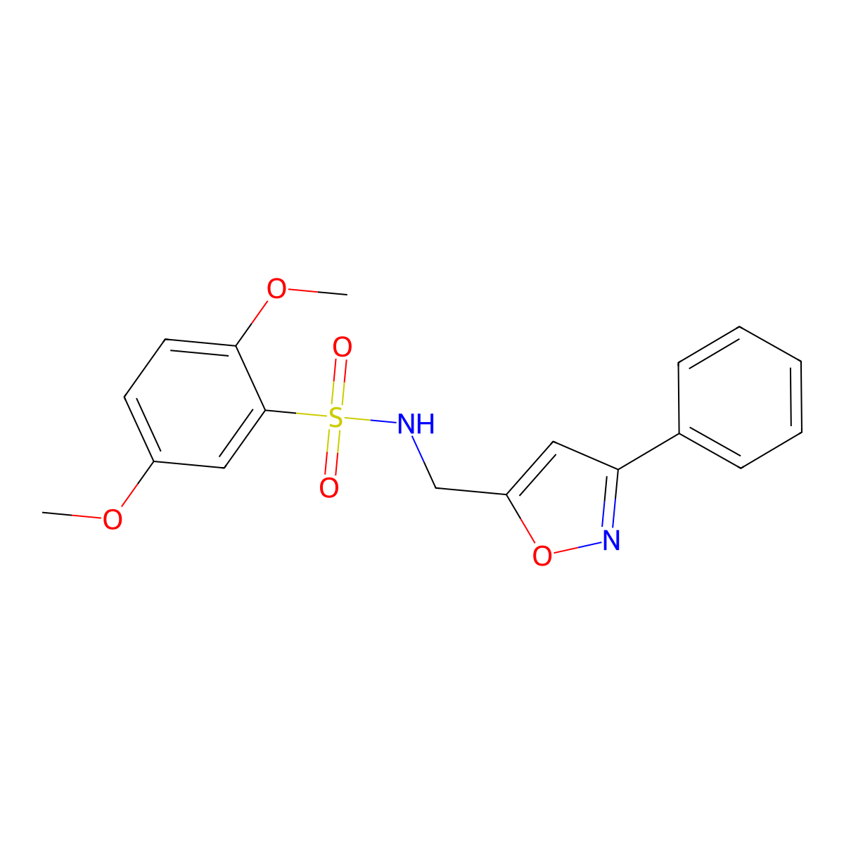 2,5-dimethoxy-N-[(3-phenyl-5-isoxazolyl)methyl]benzenesulfonamide molecular structure, CAS 339016-95-4