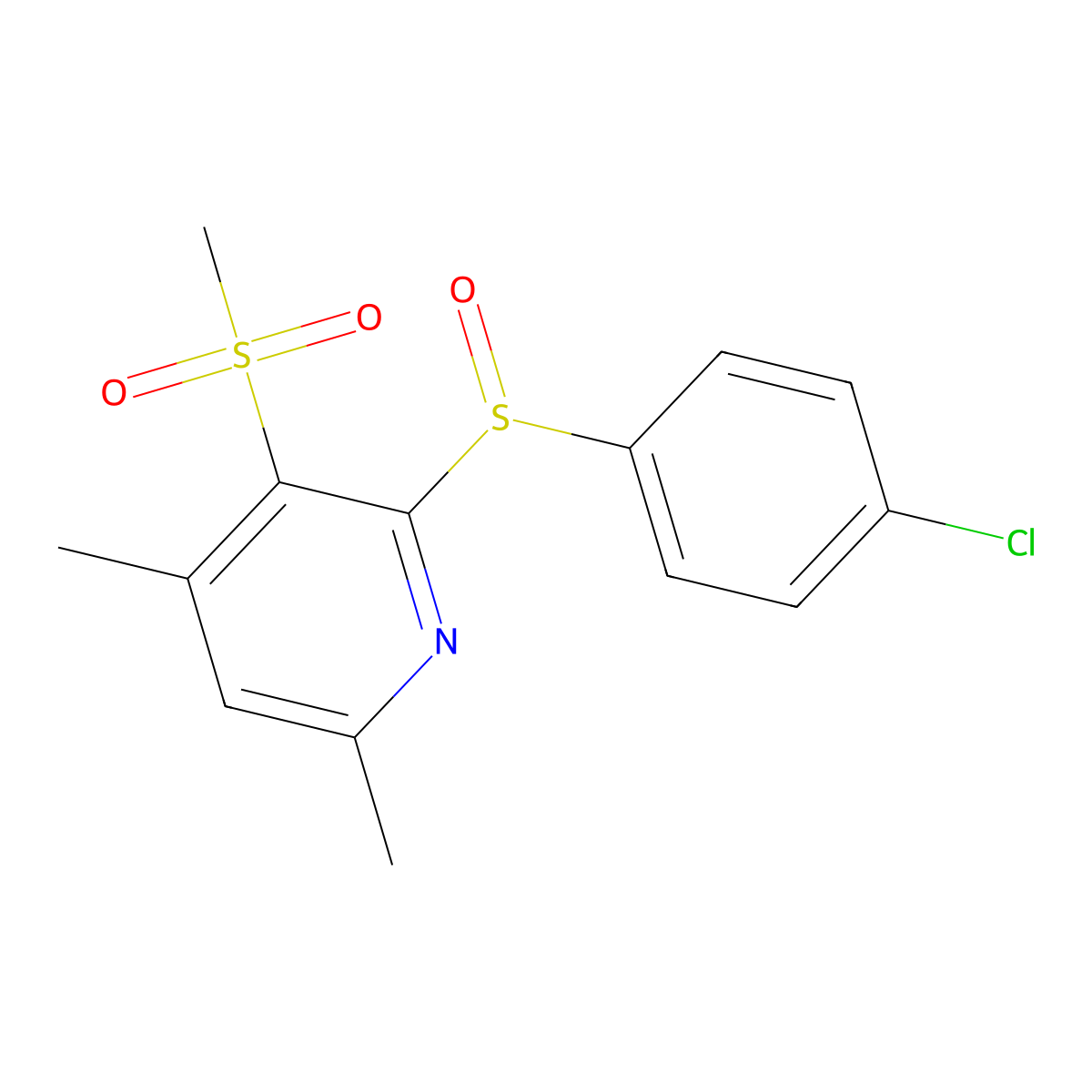 2-[(4-Chlorophenyl)sulfinyl]-4,6-dimethyl-3-pyridinyl methyl sulfone molecular structure, CAS 339016-99-8