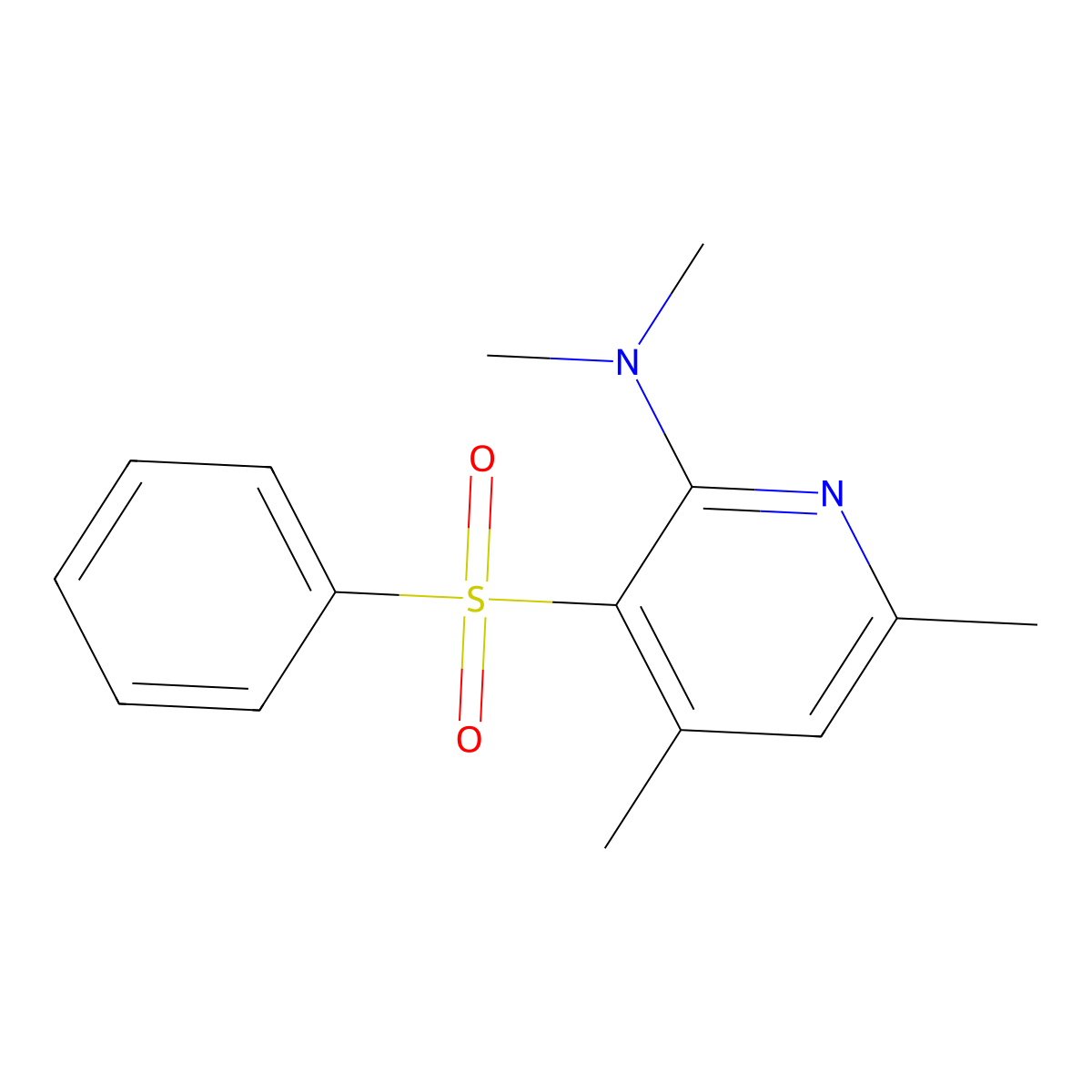 N,N,4,6-tetramethyl-3-(phenylsulfonyl)-2-pyridinamine molecular structure, CAS 339017-05-9