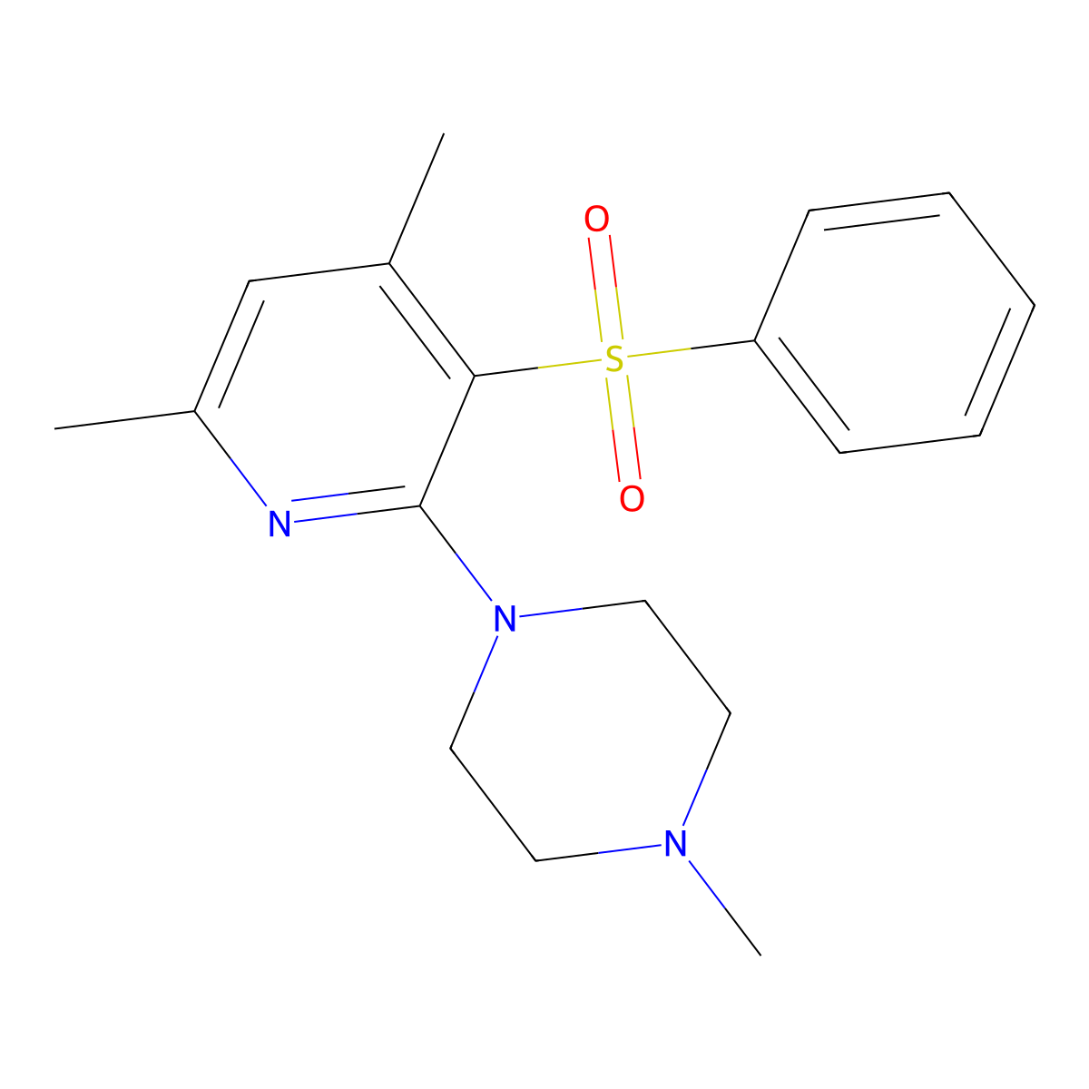 1-[3-(Benzenesulfonyl)-4,6-dimethylpyridin-2-yl]-4-methylpiperazine molecular structure, CAS 339017-06-0