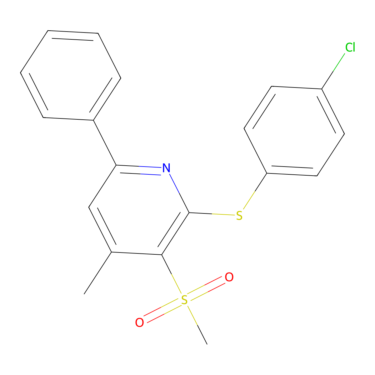 2-[(4-Chlorophenyl)sulfanyl]-4-methyl-6-phenyl-3-pyridinyl methyl sulfone molecular structure, CAS 339017-08-2