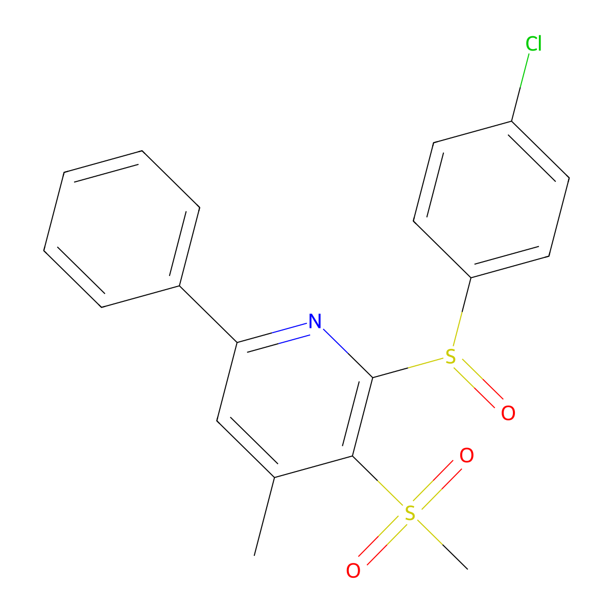 2-[(4-Chlorophenyl)sulfinyl]-4-methyl-6-phenyl-3-pyridinyl methyl sulfone molecular structure, CAS 339017-09-3