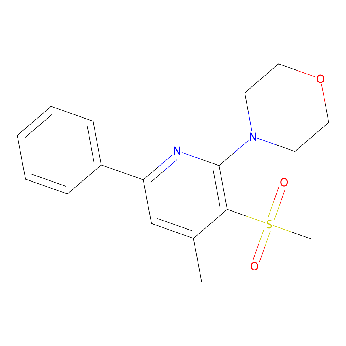 4-[4-Methyl-3-(methylsulfonyl)-6-phenyl-2-pyridinyl]morpholine molecular structure, CAS 339017-11-7
