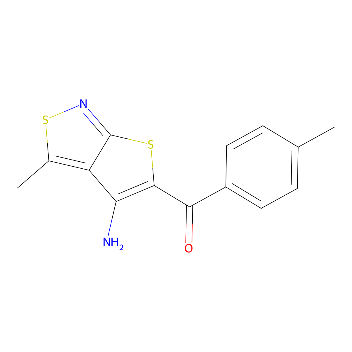 (4-Amino-3-methylthieno[2,3-c]isothiazol-5-yl)(4-methylphenyl)methanone molecular structure, CAS 339017-23-1