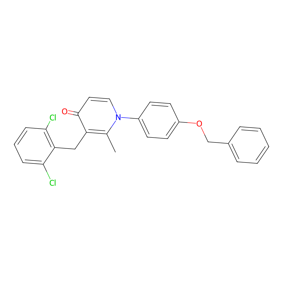 3-[(2,6-Dichlorophenyl)methyl]-2-methyl-1-(4-phenylmethoxyphenyl)pyridin-4-one molecular structure, CAS 339017-25-3