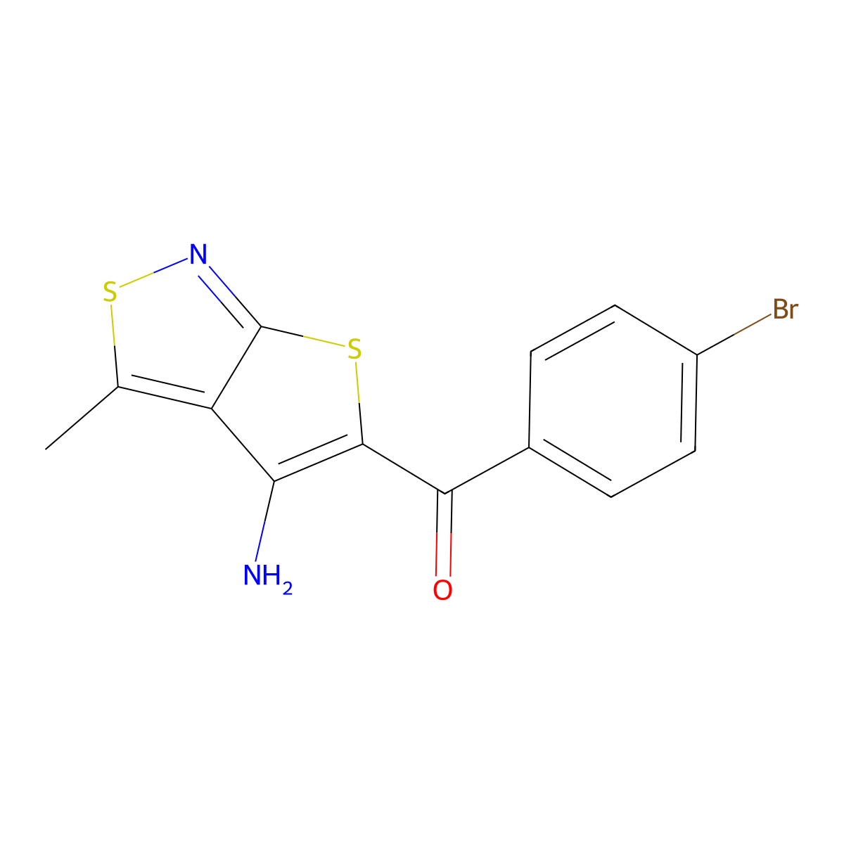 (4-Amino-3-methylthieno[2,3-c]isothiazol-5-yl)(4-bromophenyl)methanone molecular structure, CAS 339017-27-5