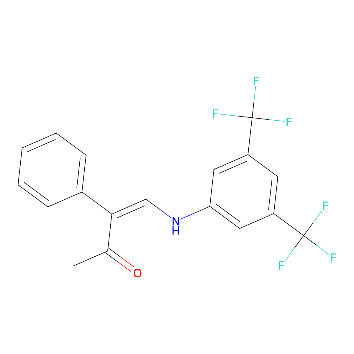4-[3,5-Bis(trifluoromethyl)anilino]-3-phenyl-3-buten-2-one molecular structure, CAS 339017-28-6
