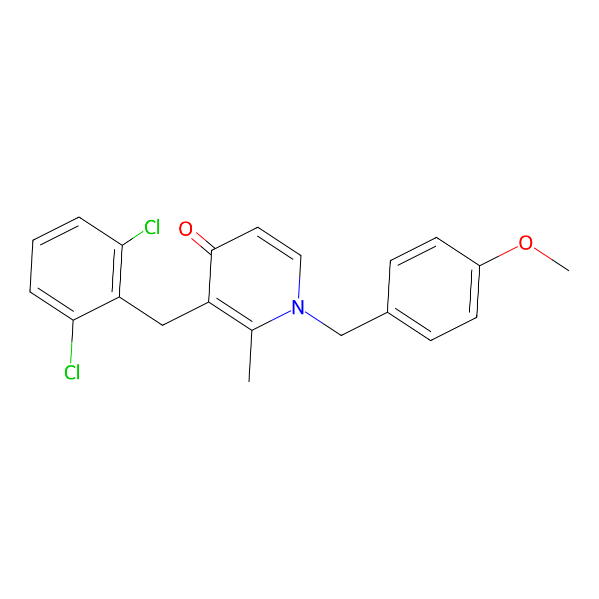 3-(2,6-dichlorobenzyl)-1-(4-methoxybenzyl)-2-methyl-4(1H)-pyridinone molecular structure, CAS 339017-32-2
