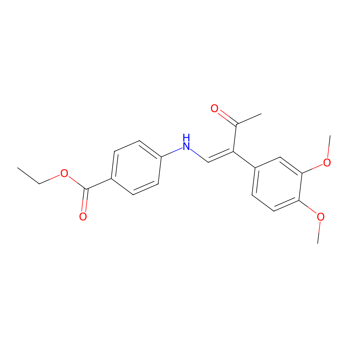 Ethyl 4-{[2-(3,4-dimethoxyphenyl)-3-oxo-1-butenyl]amino}benzenecarboxylate molecular structure, CAS 339017-35-5