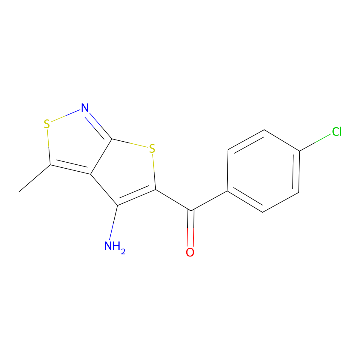 (4-Amino-3-methylthieno[2,3-c]isothiazol-5-yl)(4-chlorophenyl)methanone molecular structure, CAS 339017-37-7