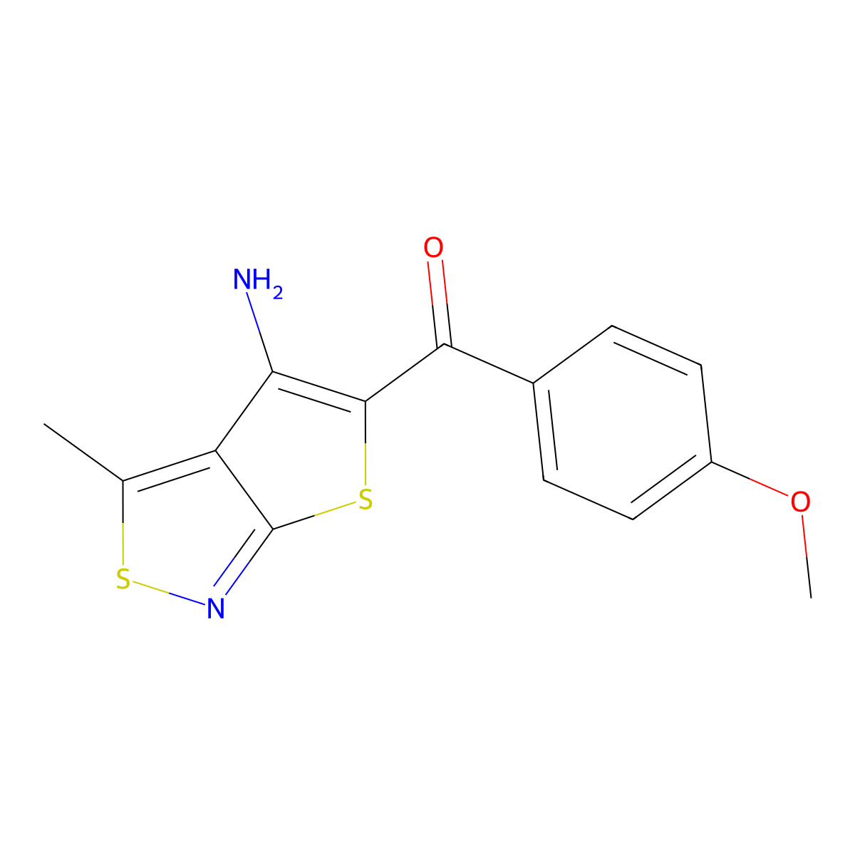 (4-Amino-3-methylthieno[2,3-c]isothiazol-5-yl)(4-methoxyphenyl)methanone molecular structure, CAS 339017-38-8