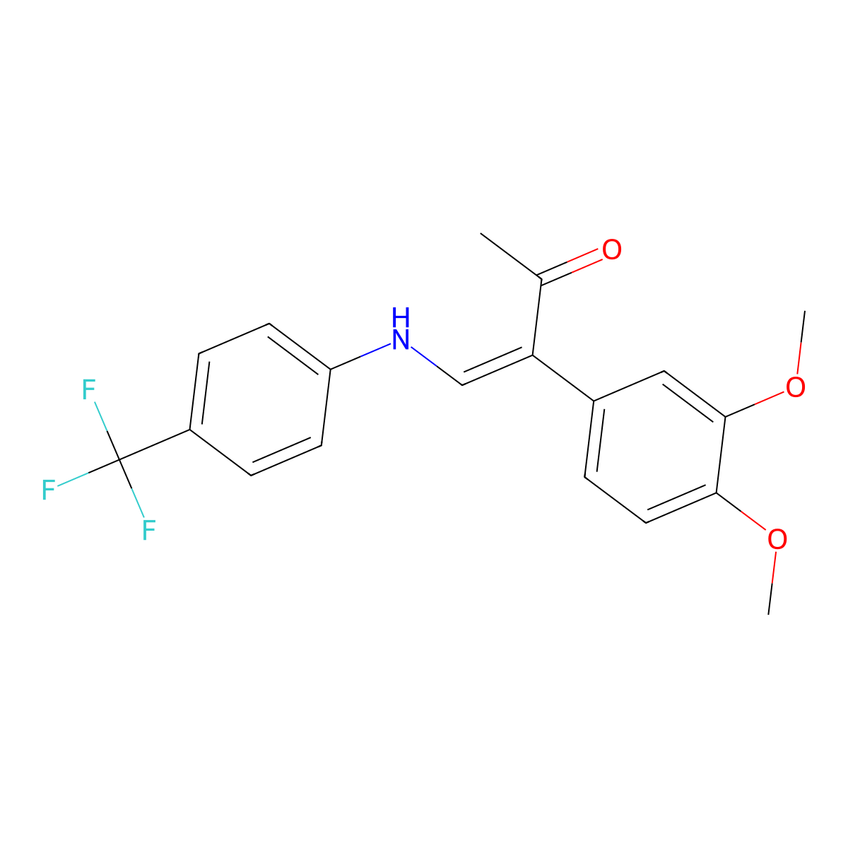 3-(3,4-Dimethoxyphenyl)-4-[4-(trifluoromethyl)anilino]-3-buten-2-one molecular structure, CAS 339017-41-3