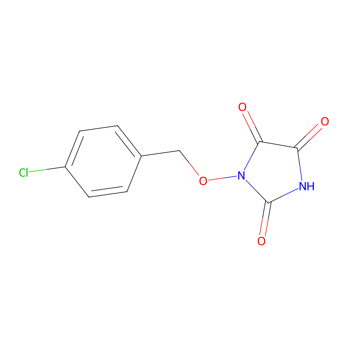 1-[(4-Chlorophenyl)methoxy]imidazolidine-2,4,5-trione molecular structure, CAS 339017-44-6