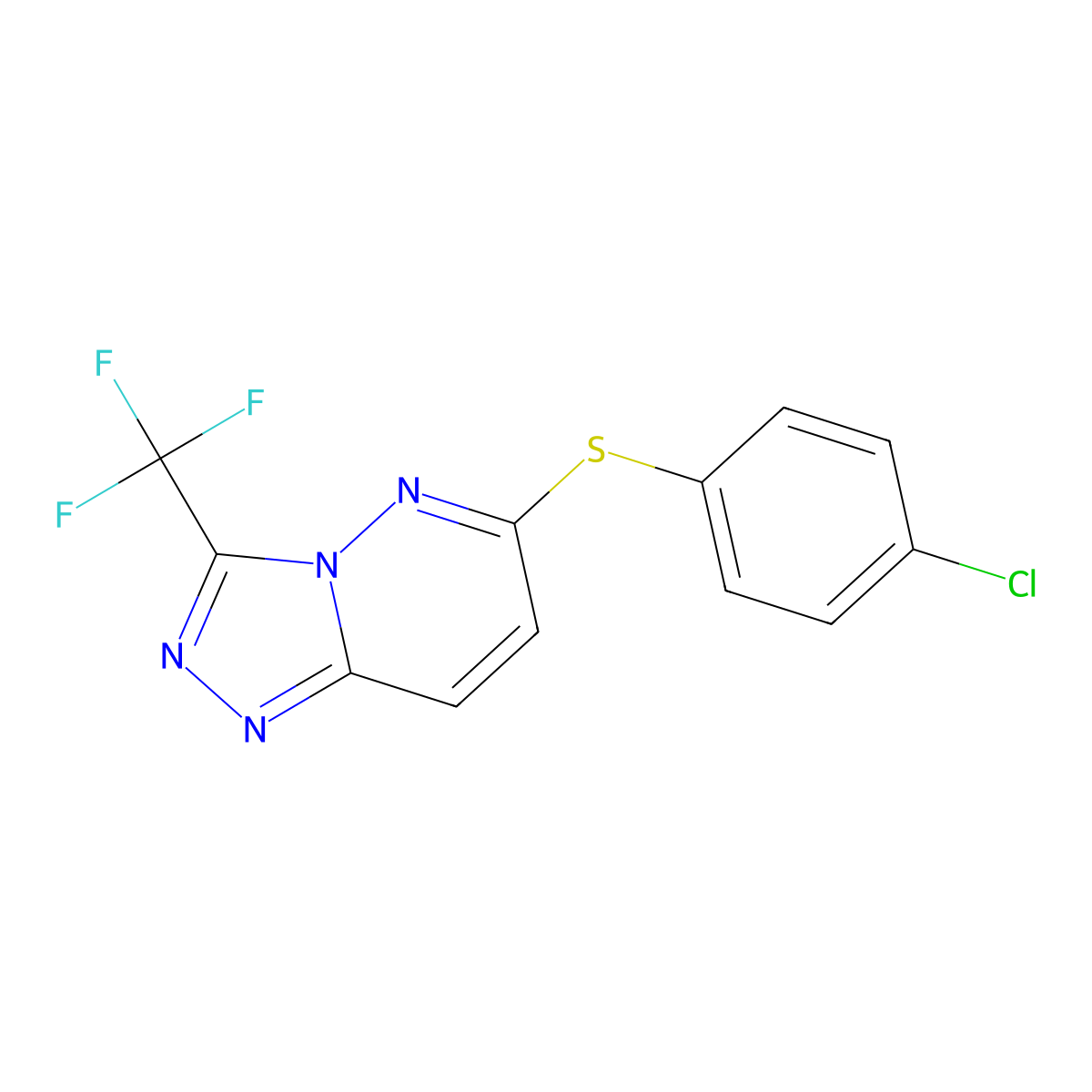 6-[(4-Chlorophenyl)sulfanyl]-3-(trifluoromethyl)-[1,2,4]triazolo[4,3-b]pyridazine molecular structure, CAS 339017-49-1