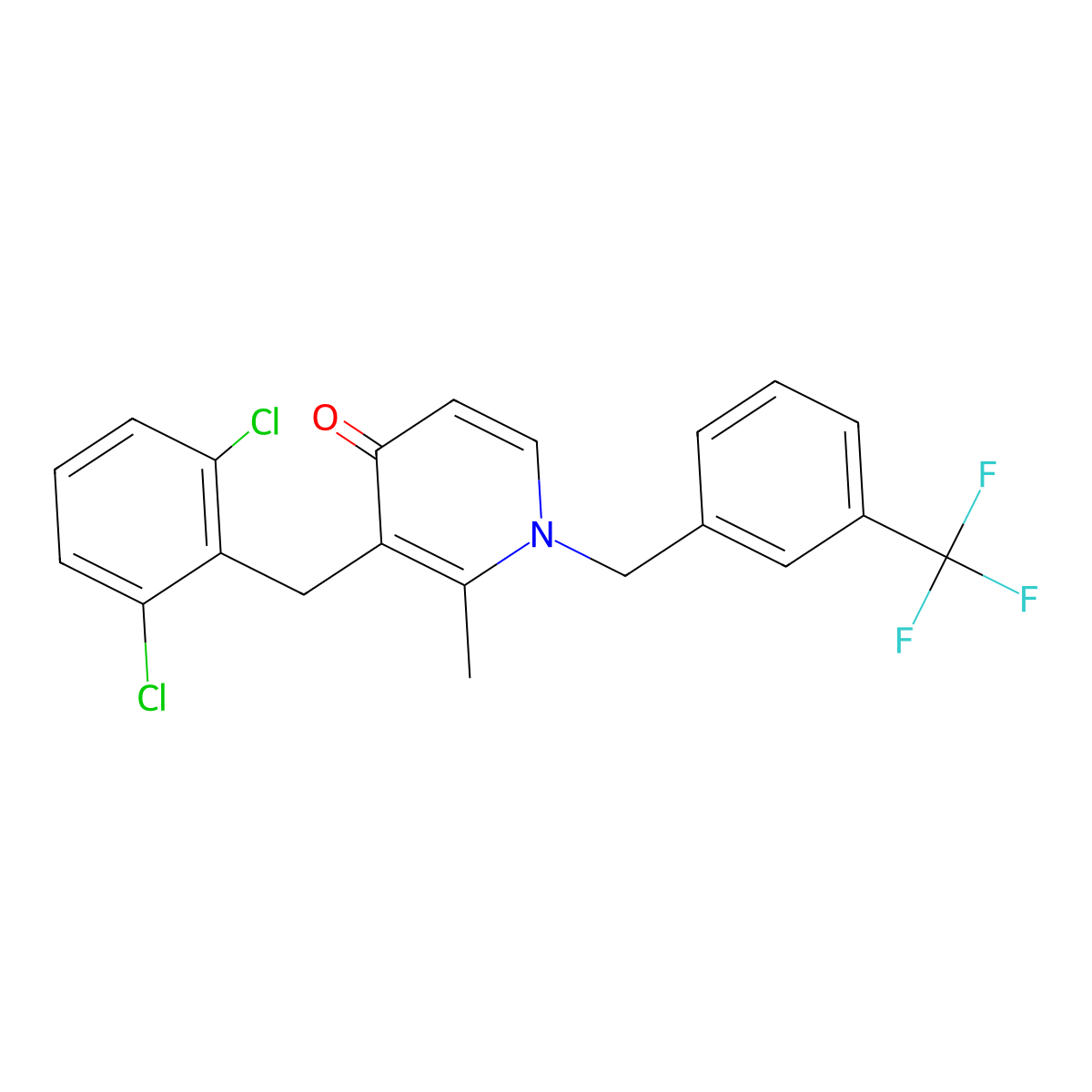 3-(2,6-dichlorobenzyl)-2-methyl-1-[3-(trifluoromethyl)benzyl]-4(1H)-pyridinone molecular structure, CAS 339017-50-4