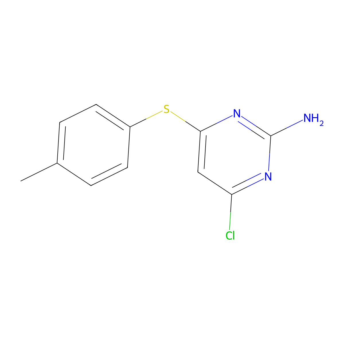 4-Chloro-6-[(4-methylphenyl)sulfanyl]-2-pyrimidinamine molecular structure, CAS 339017-61-7