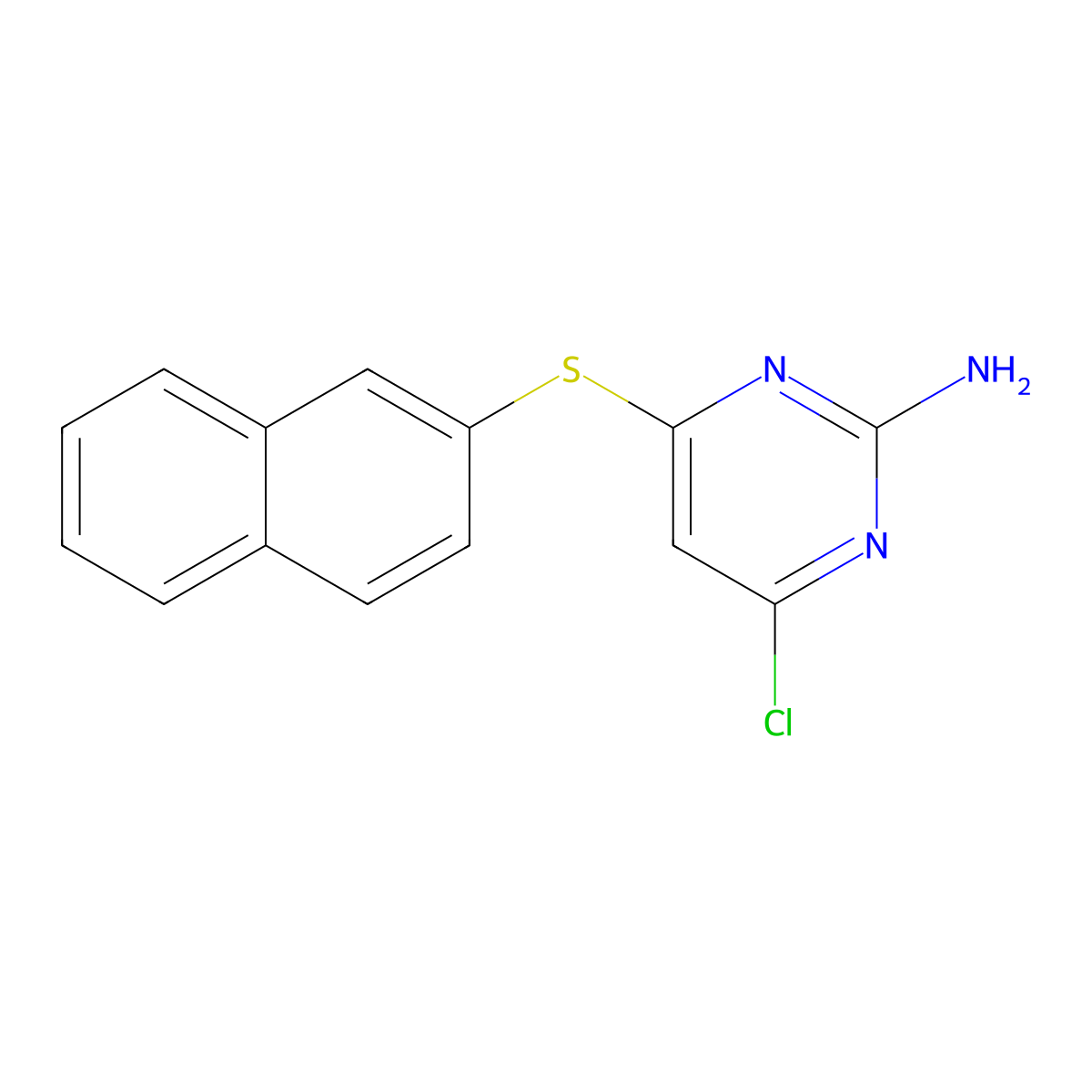 4-Chloro-6-(2-naphthylsulfanyl)-2-pyrimidinamine molecular structure, CAS 339017-70-8