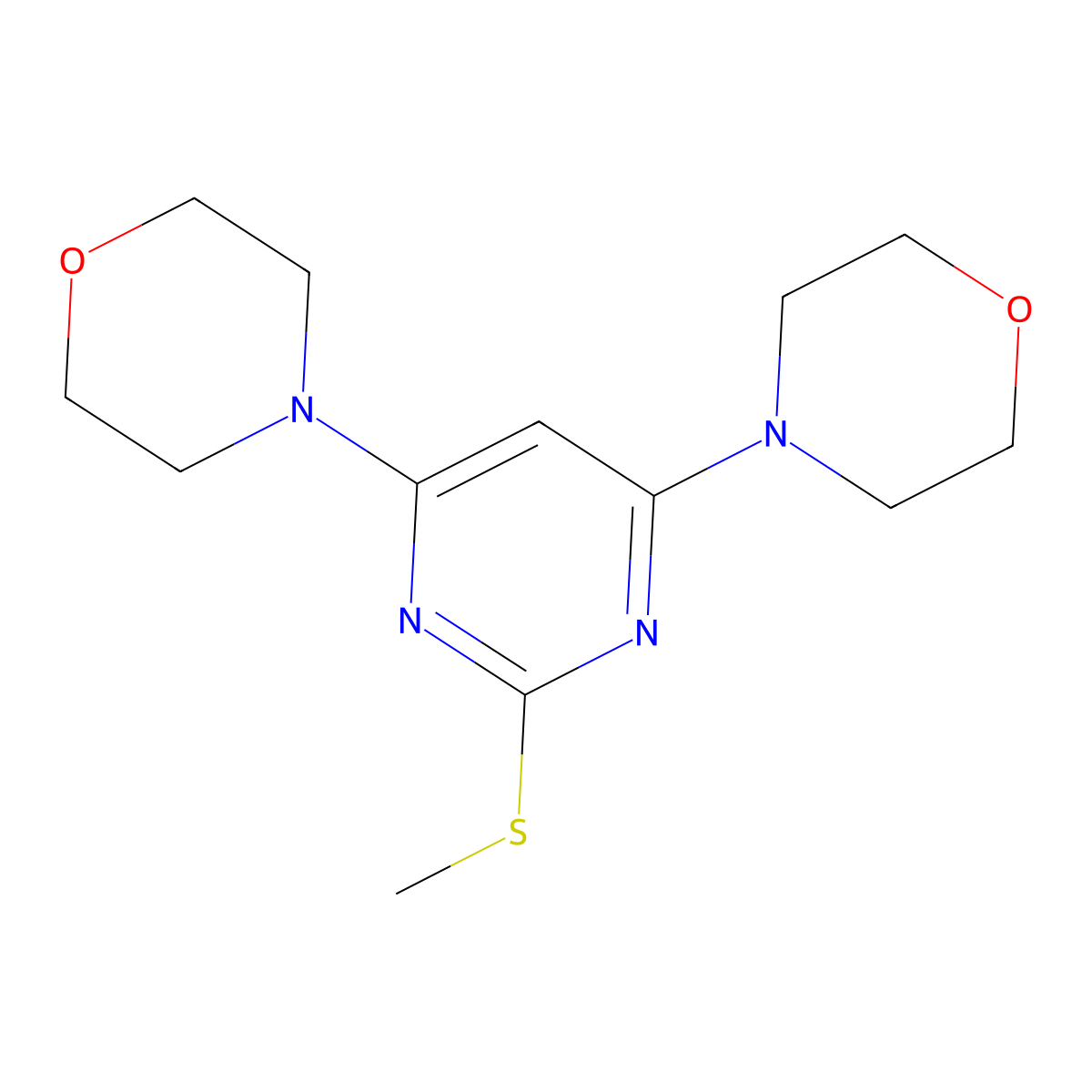 4-[2-(Methylsulfanyl)-6-morpholino-4-pyrimidinyl]morpholine molecular structure, CAS 339017-72-0