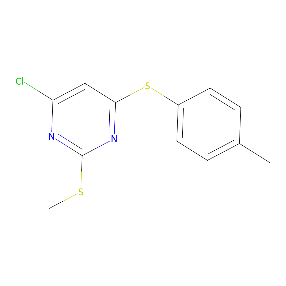 4-Chloro-6-[(4-methylphenyl)sulfanyl]-2-(methylsulfanyl)pyrimidine molecular structure, CAS 339017-74-2