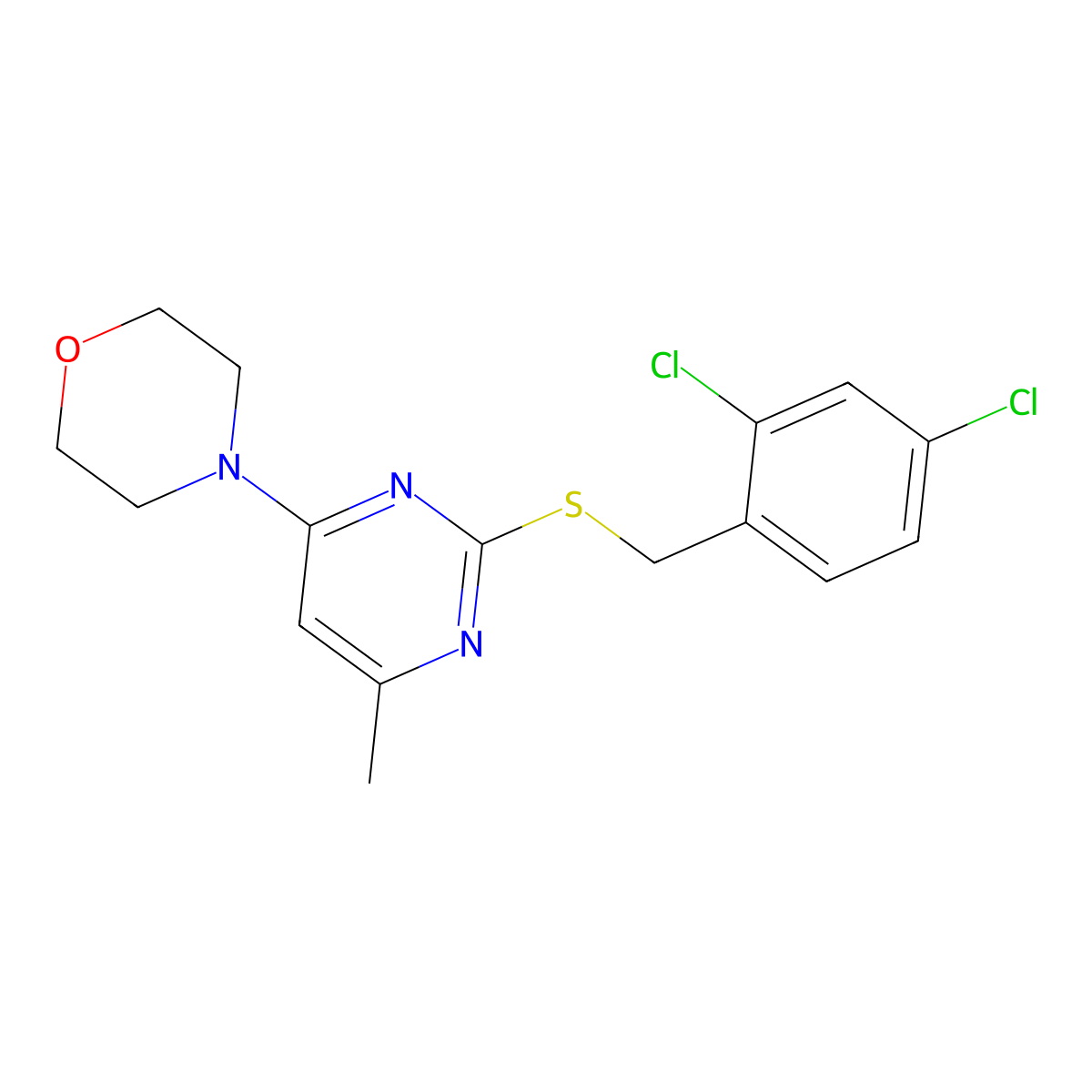 4-[2-[(2,4-Dichlorophenyl)methylthio]-6-methyl-4-pyrimidinyl]morpholine molecular structure, CAS 339017-82-2