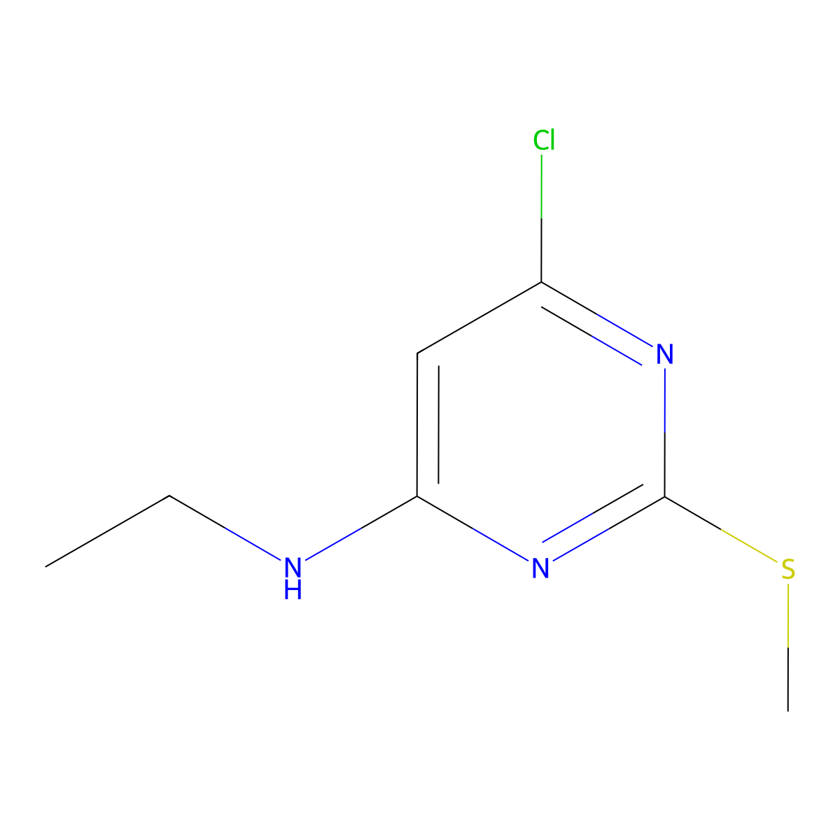 6-chloro-N-ethyl-2-(methylsulfanyl)-4-pyrimidinamine molecular structure, CAS 339017-83-3
