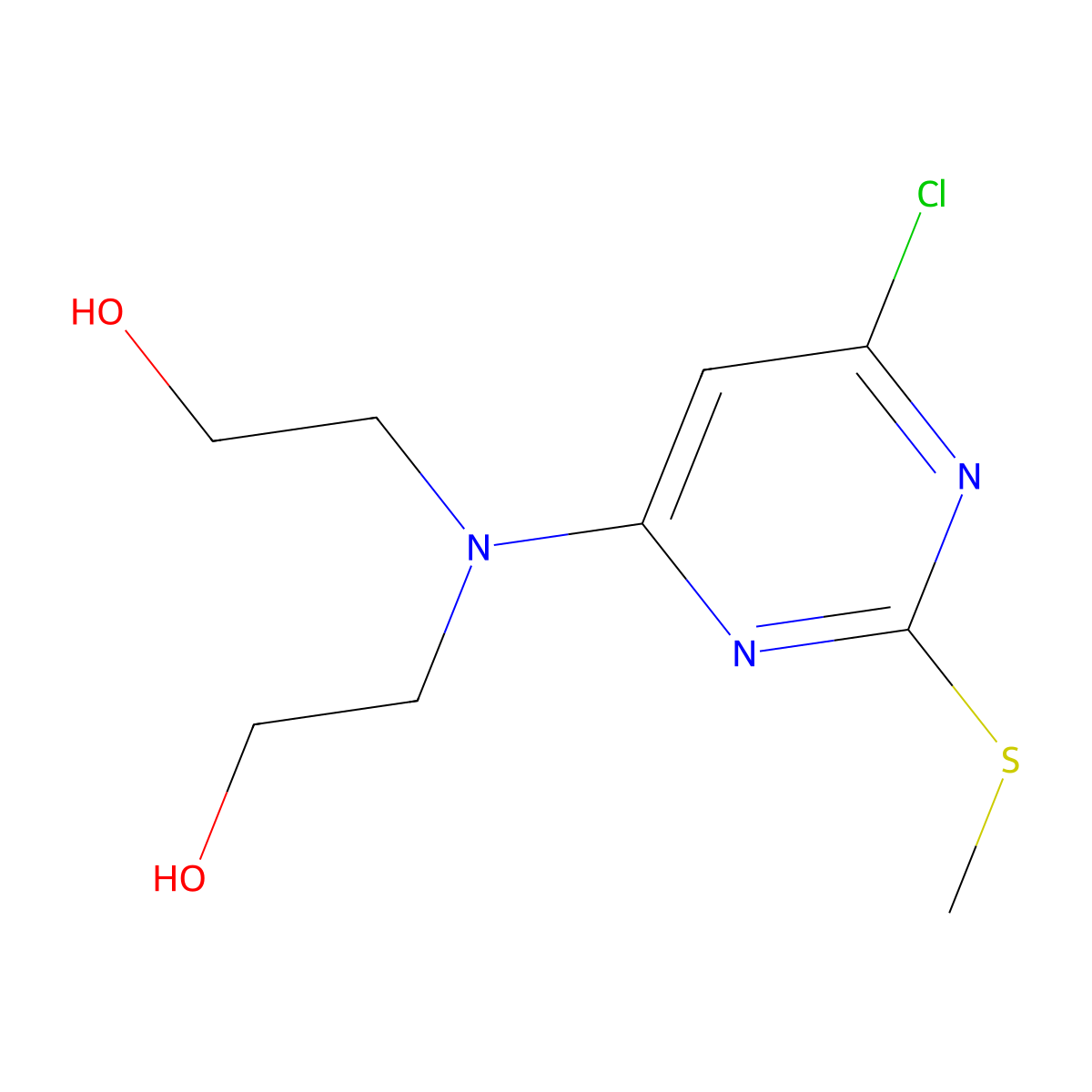 2-((6-Chloro-2-(methylsulfanyl)-4-pyrimidinyl)(2-hydroxyethyl)amino)-1-ethanol molecular structure, CAS 339017-88-8