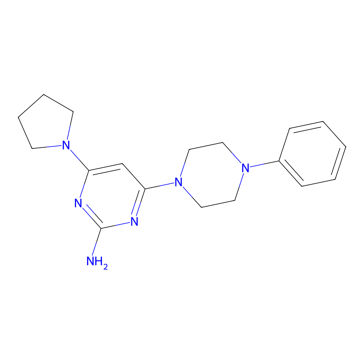 4-(4-Phenylpiperazino)-6-(1-pyrrolidinyl)-2-pyrimidinamine molecular structure, CAS 339017-93-5