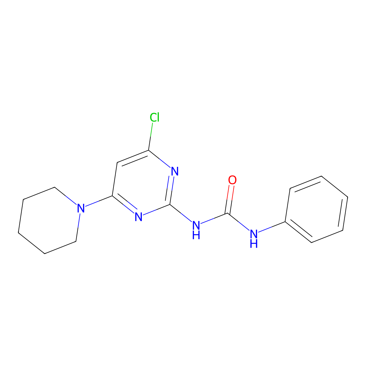 N-(4-chloro-6-piperidino-2-pyrimidinyl)-N'-phenylurea molecular structure, CAS 339017-96-8
