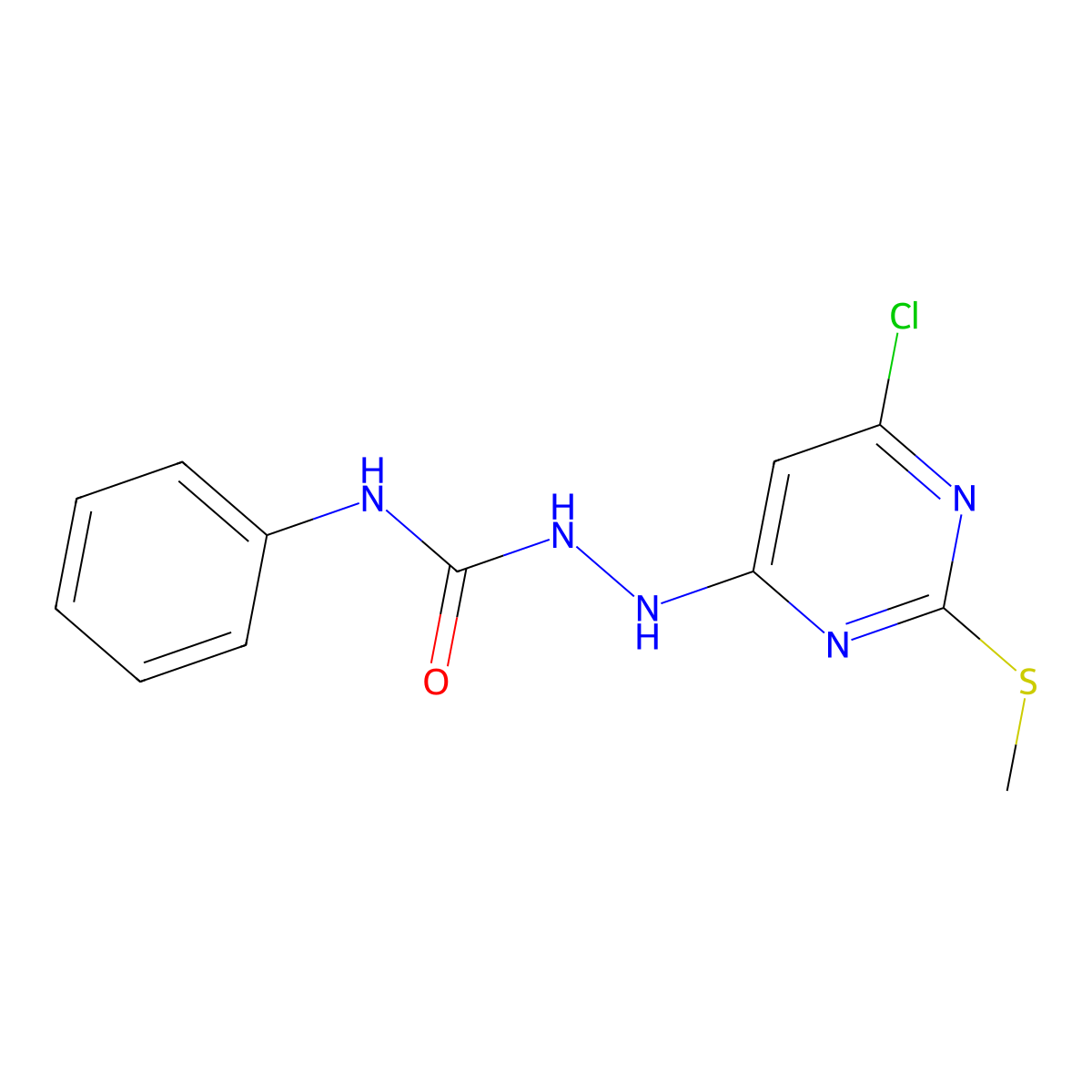 2-[6-chloro-2-(methylsulfanyl)-4-pyrimidinyl]-N-phenyl-1-hydrazinecarboxamide molecular structure, CAS 339017-97-9