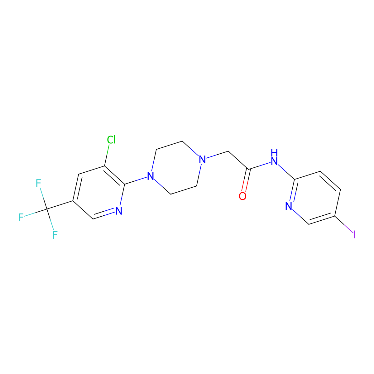 2-{4-[3-chloro-5-(trifluoromethyl)pyridin-2-yl]piperazin-1-yl}-N-(5-iodopyridin-2-yl)acetamide molecular structure, CAS 339018-01-8