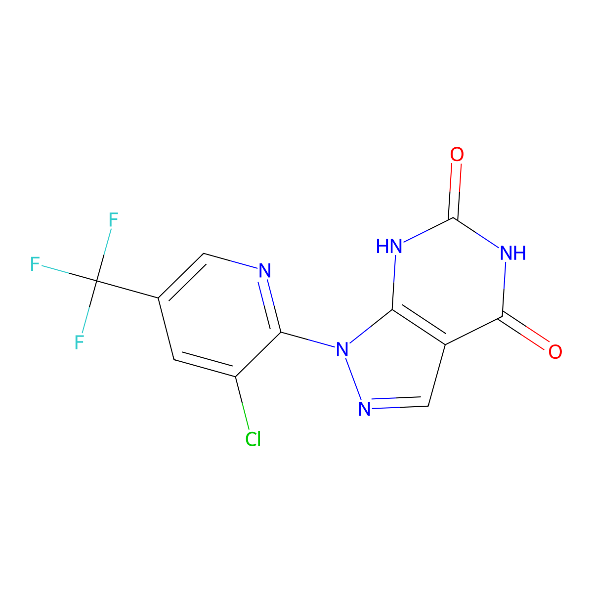 1-[3-chloro-5-(trifluoromethyl)-2-pyridinyl]-1H-pyrazolo[3,4-d]pyrimidine-4,6(5H,7H)-dione molecular structure, CAS 339018-06-3