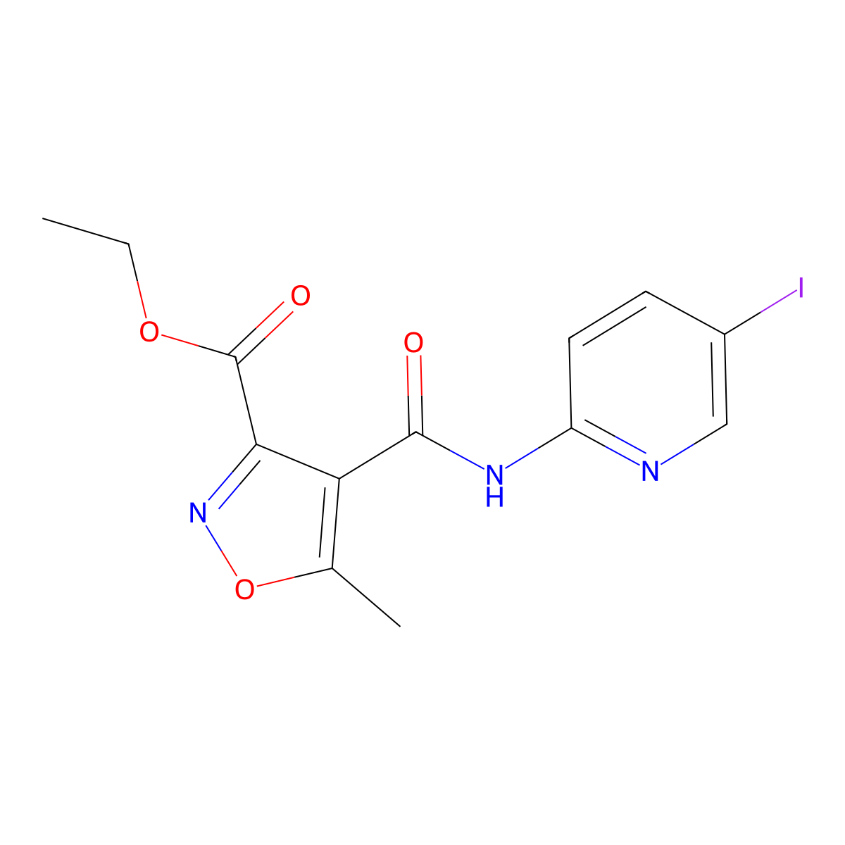 Ethyl 4-[(5-iodopyridin-2-yl)carbamoyl]-5-methyl-1,2-oxazole-3-carboxylate molecular structure, CAS 339018-08-5