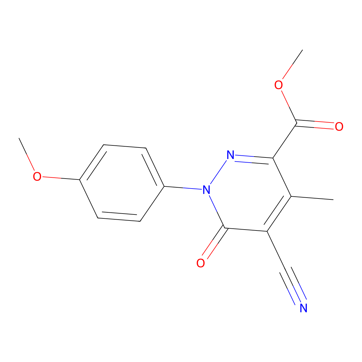 Methyl 5-cyano-1-(4-methoxyphenyl)-4-methyl-6-oxo-1,6-dihydro-3-pyridazinecarboxylate molecular structure, CAS 339018-17-6
