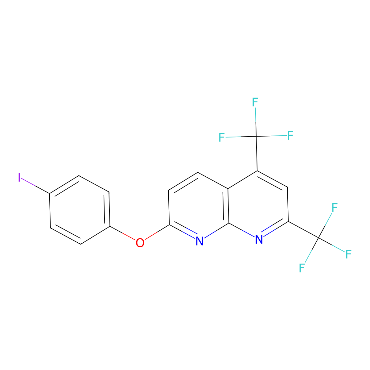 7-(4-Iodophenoxy)-2,4-bis(trifluoromethyl)-1,8-naphthyridine molecular structure, CAS 339018-22-3