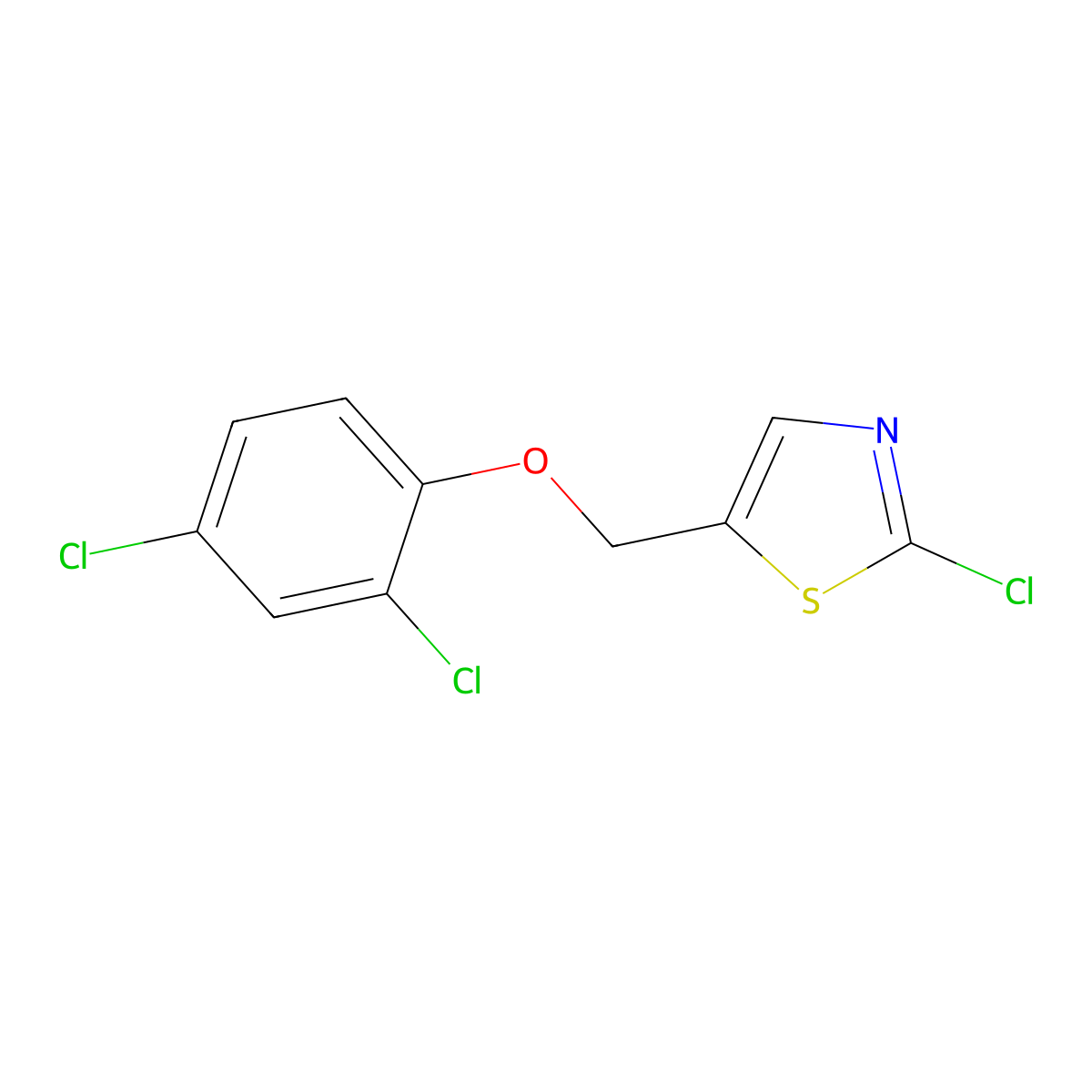2-Chloro-5-[(2,4-dichlorophenoxy)methyl]-1,3-thiazole molecular structure, CAS 339018-27-8