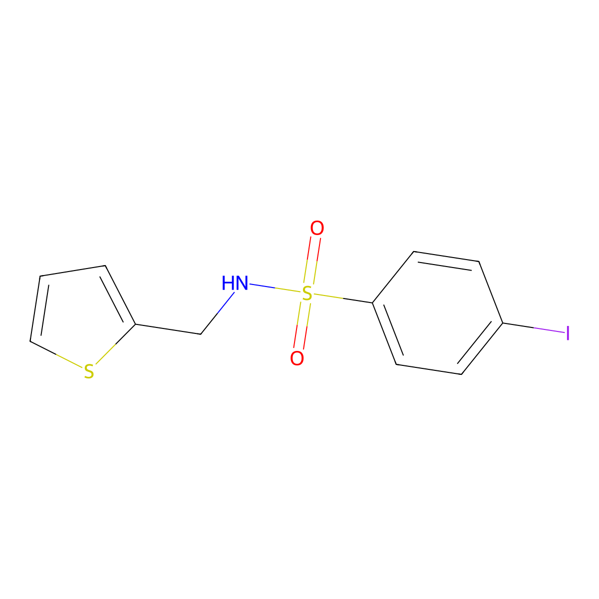 4-iodo-N-(2-thienylmethyl)benzenesulfonamide molecular structure, CAS 339018-37-0