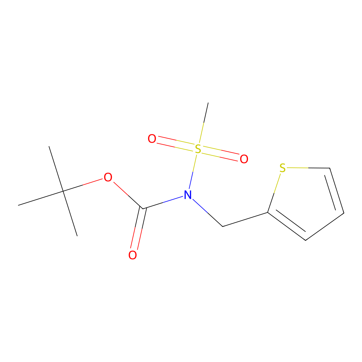 tert-butyl N-(methylsulfonyl)-N-(2-thienylmethyl)carbamate molecular structure, CAS 339018-39-2