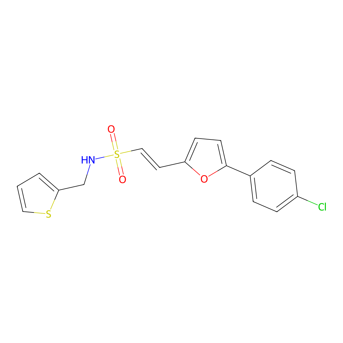 (E)-2-[5-(4-chlorophenyl)-2-furyl]-N-(2-thienylmethyl)-1-ethenesulfonamide molecular structure, CAS 339018-47-2
